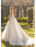 Beaded Ivory Lace Organza Open Back Princess Wedding Dress